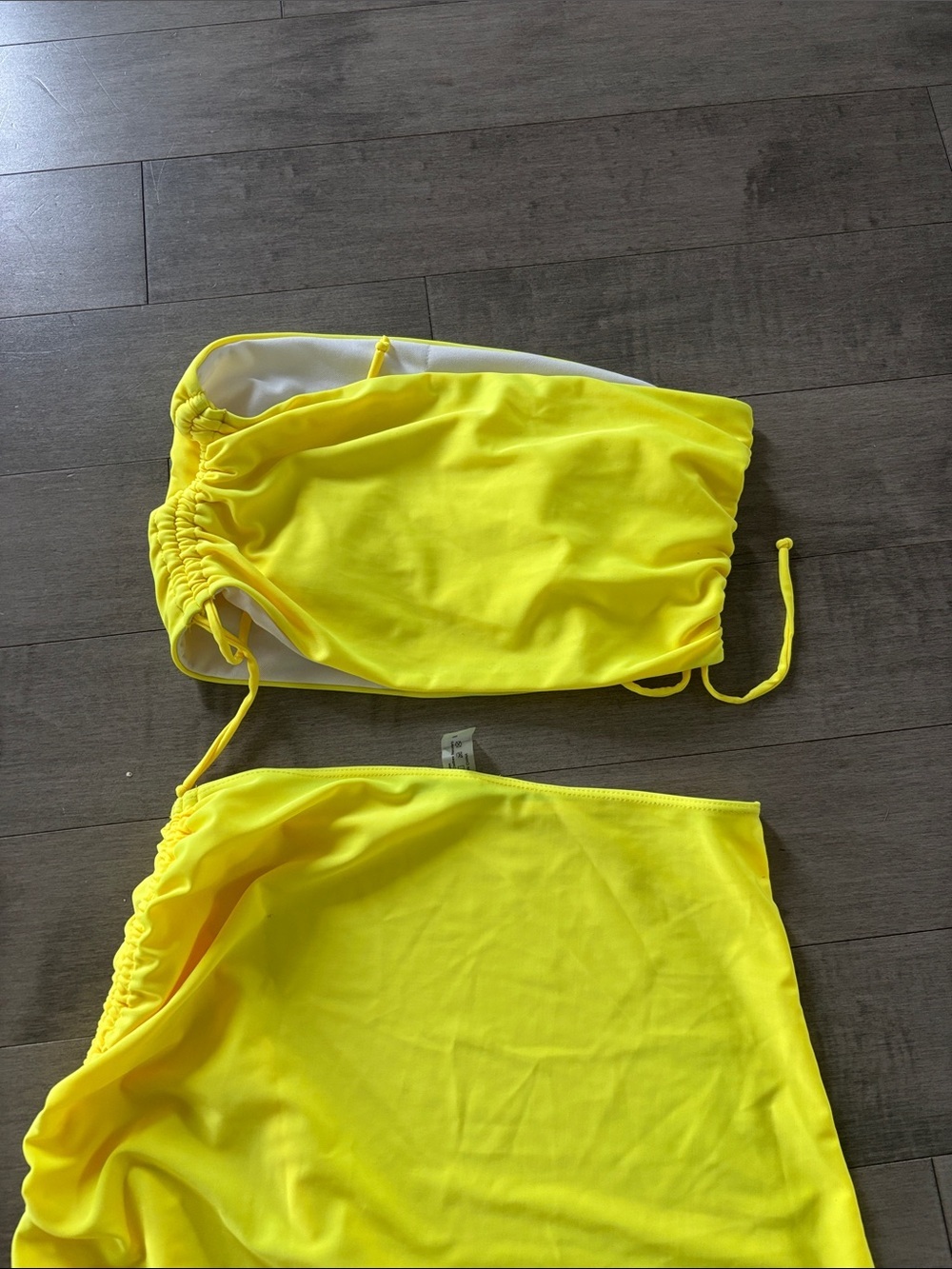 Bright Yellow 3 Piece Bikini Set Size Medium Swimwear Cover Up - Picture 10 of 11